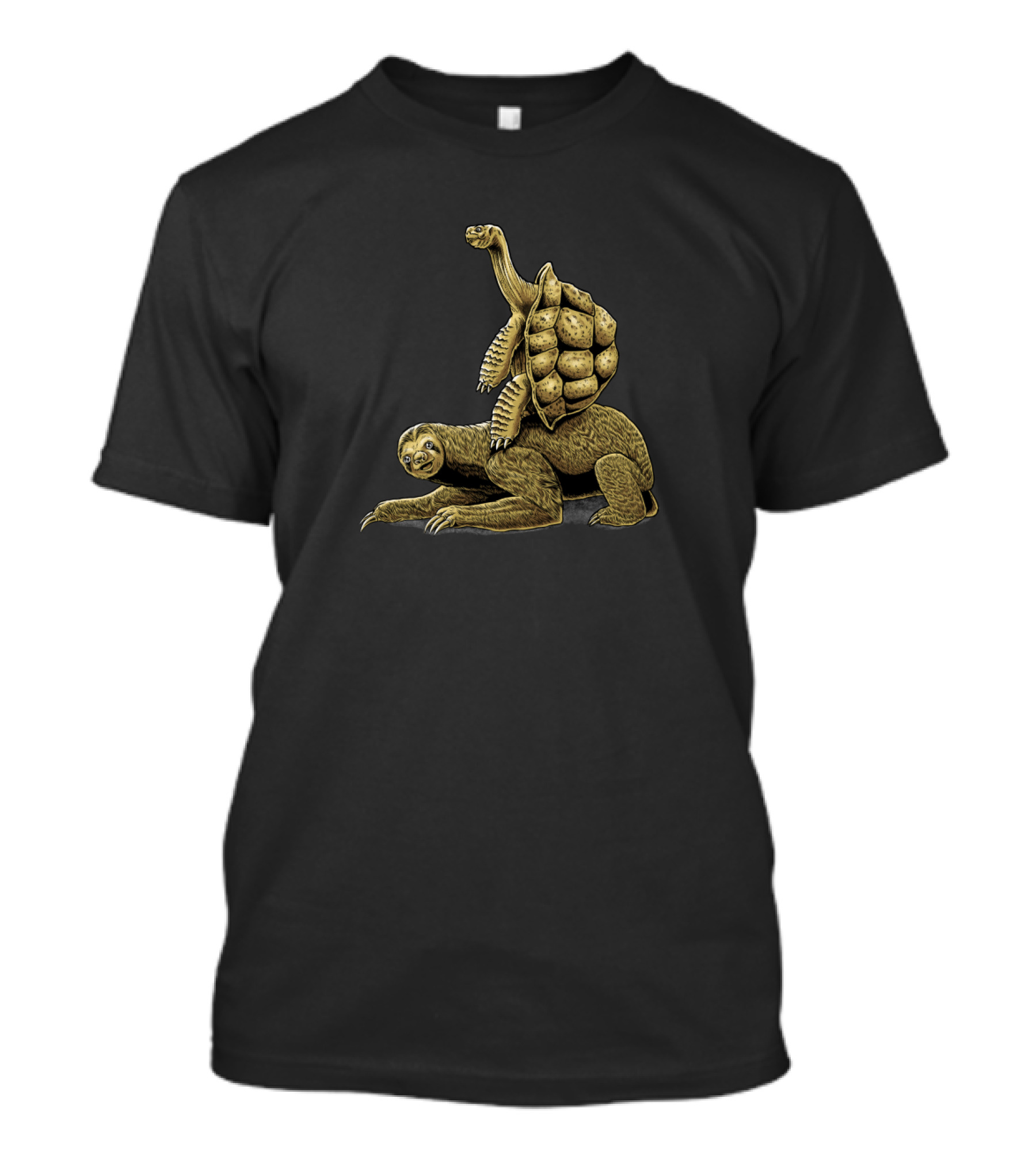 Sloth And Tortoise Walking To The Office On Monday Humor In Slow Motion T-Shirt