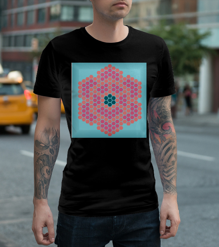 Hexagonal Pattern Grid Flower T-Shirt