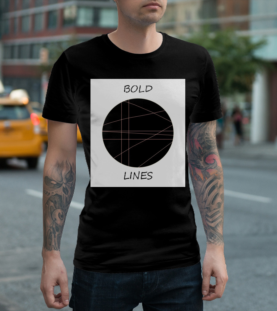 BOLD LINES Black Circle with Crisscrossing Lines T-Shirt