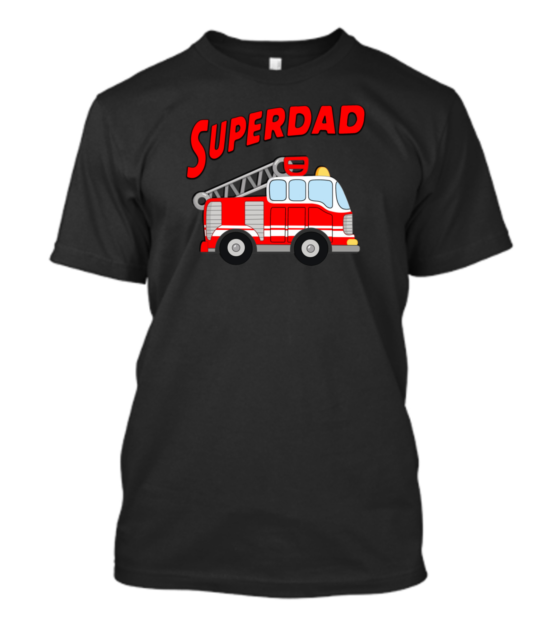 Superdad Firetruck Graphic Bold Red Lettering And Iconic Vehicle T-Shirt