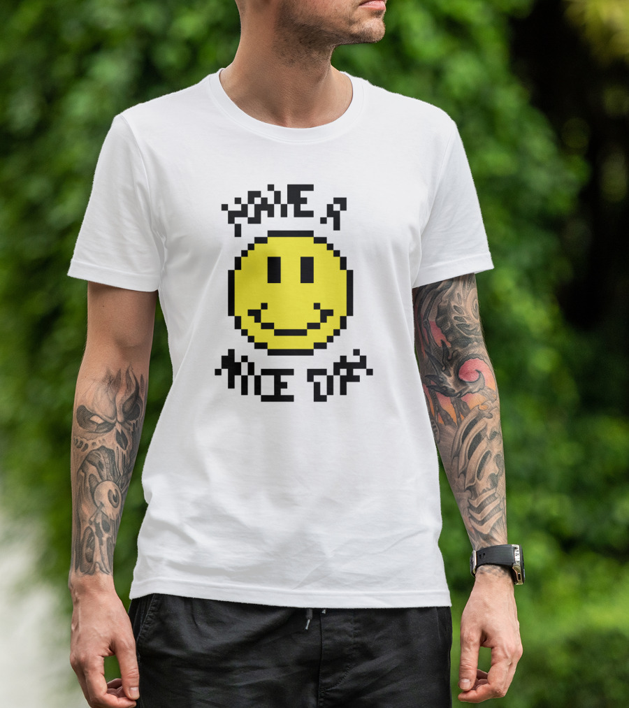 Have A Nice Day Pixelated Smiley Emoji T-Shirt