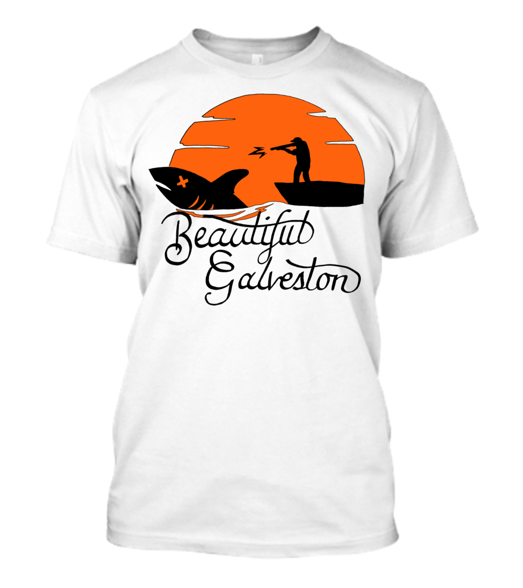 Beautiful Galveston Shark Hunt Silhouette At Sunset T-Shirt