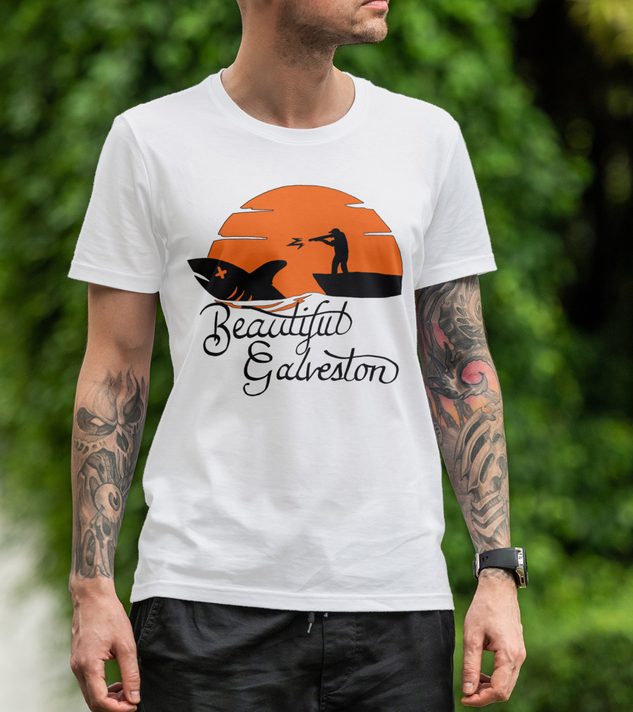 Beautiful Galveston Shark Hunt Silhouette At Sunset T-Shirt