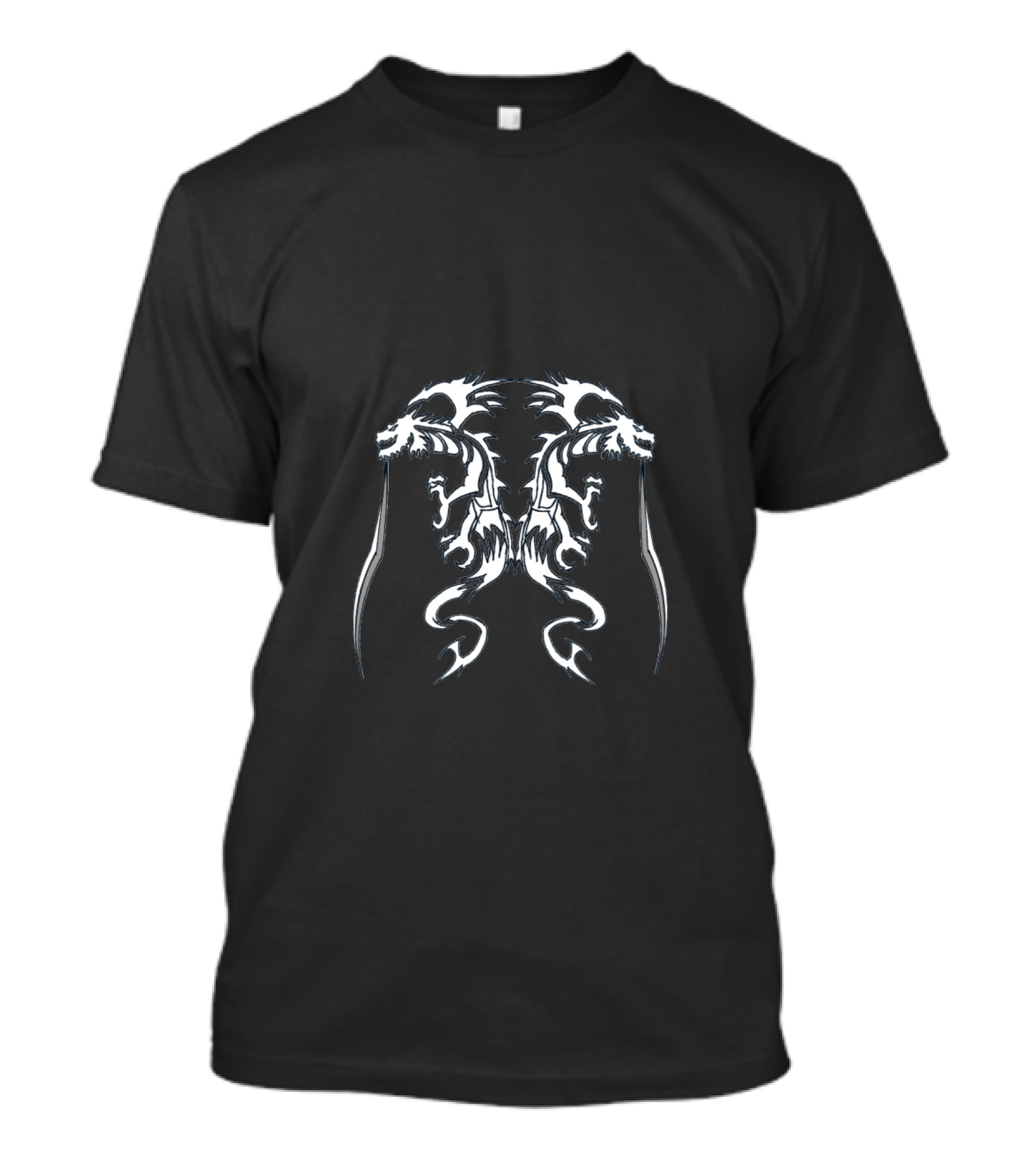 Intricate Dragon Tattoo Symmetry White Tribal T-Shirt