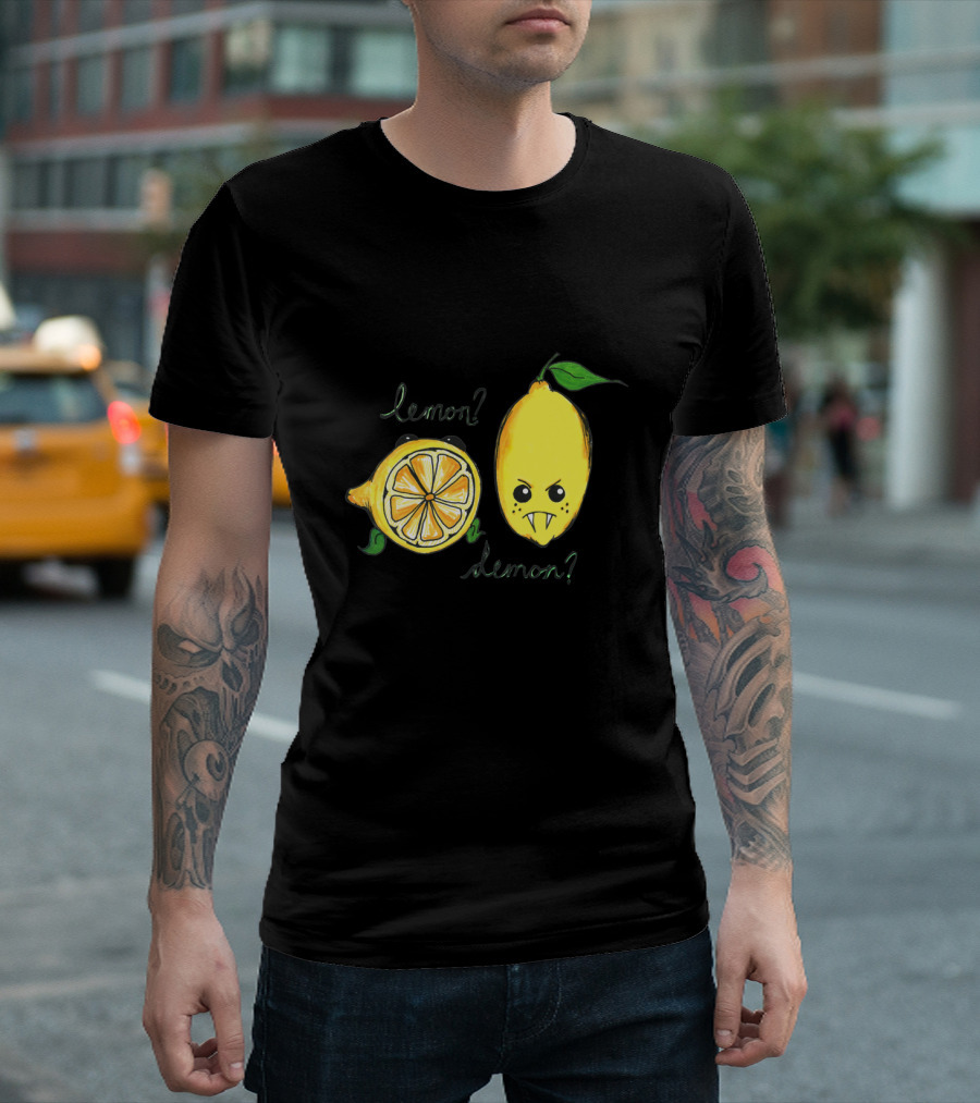 Lemon Lemons Question Mark Demon Exclamation Point Playful Citrus Creature T-Shirt