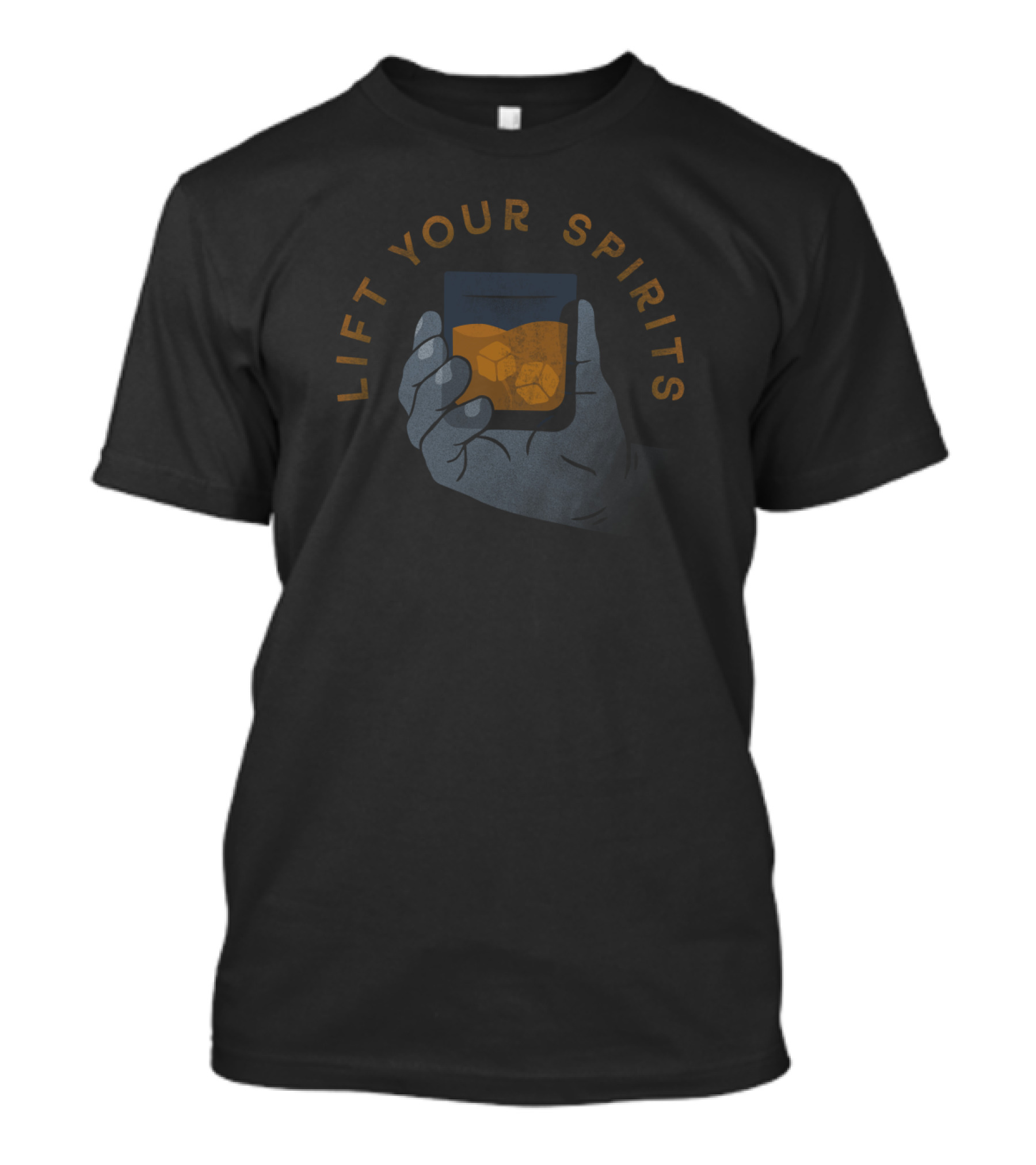 Lift Your Spirits Whiskey Glass With Ice Cubes In Hand T-Shirt