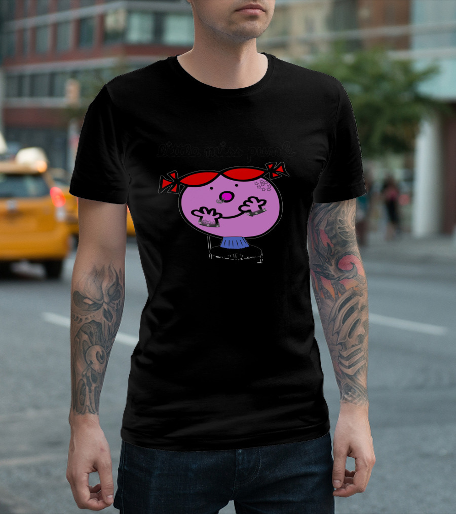 Little Miss Punk with Red Pigtails and Studded Accessories T-Shirt