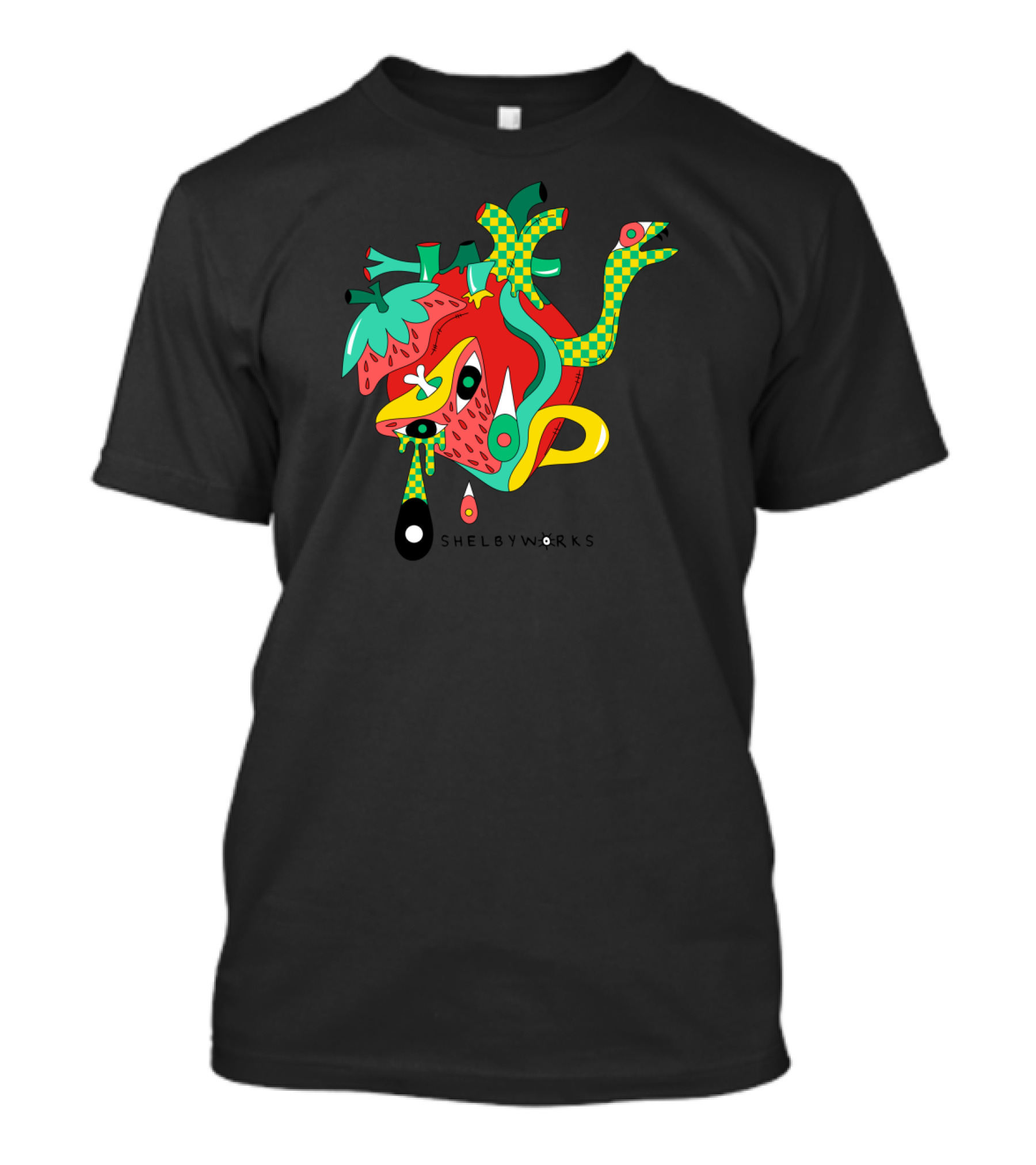 Cold Blooded Shelbyworks Surreal Heart Serpent Design With Vibrant Abstract Elements T-Shirt