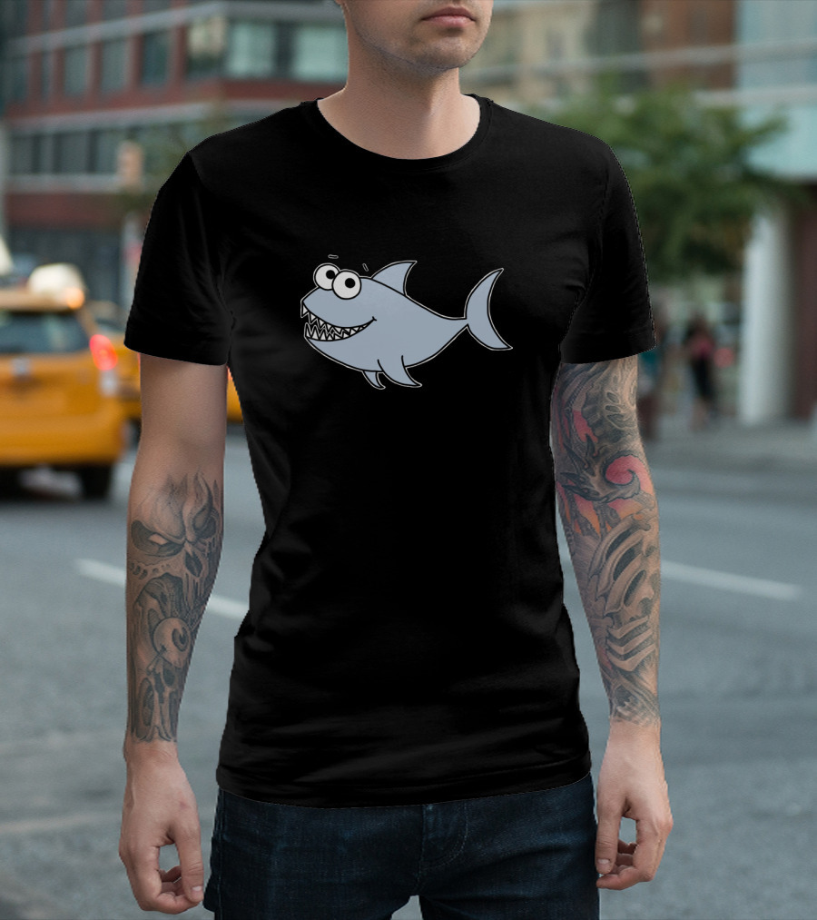 Adorable Cartoon Shark with Wide Eyes T-Shirt