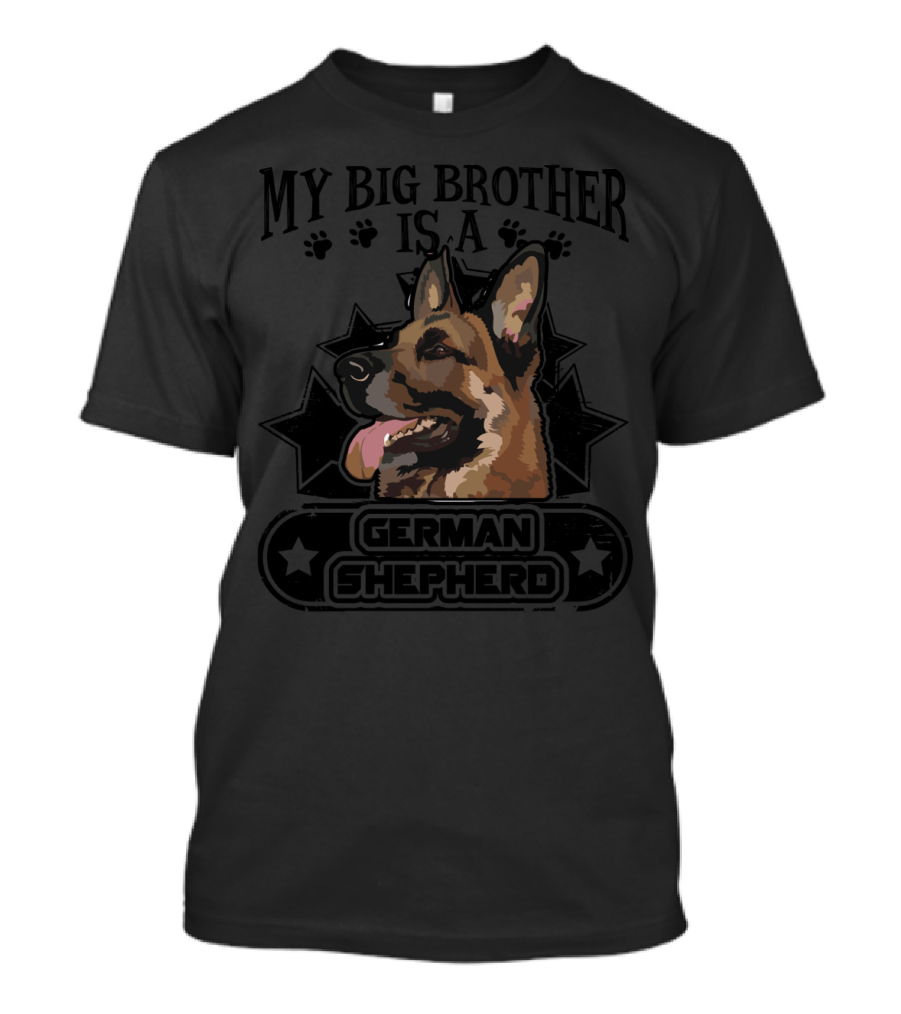My Big Brother Is A German Shepherd With Paw Prints And Stars T-Shirt