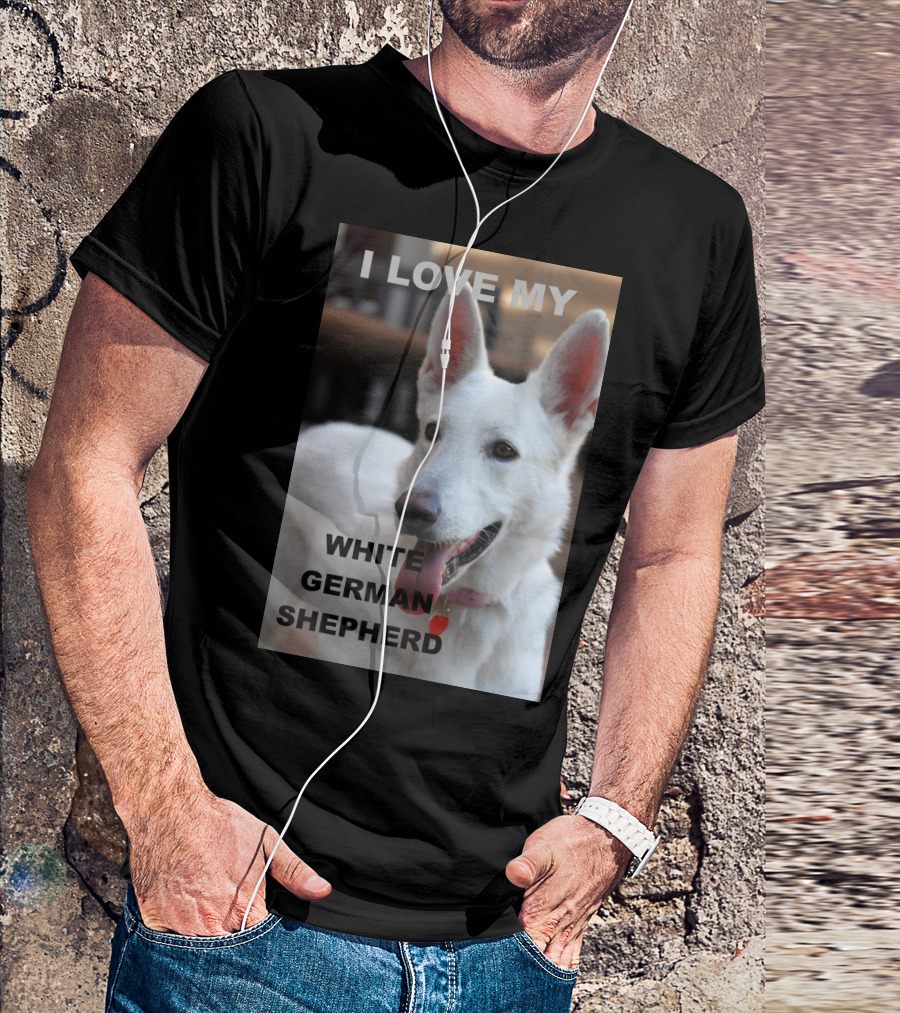 I Love My White German Shepherd With Red Heart T-Shirt