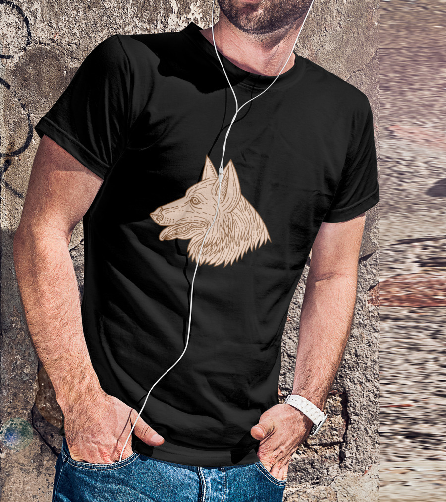 German Shepherd Dog Head Mono Line T-Shirt