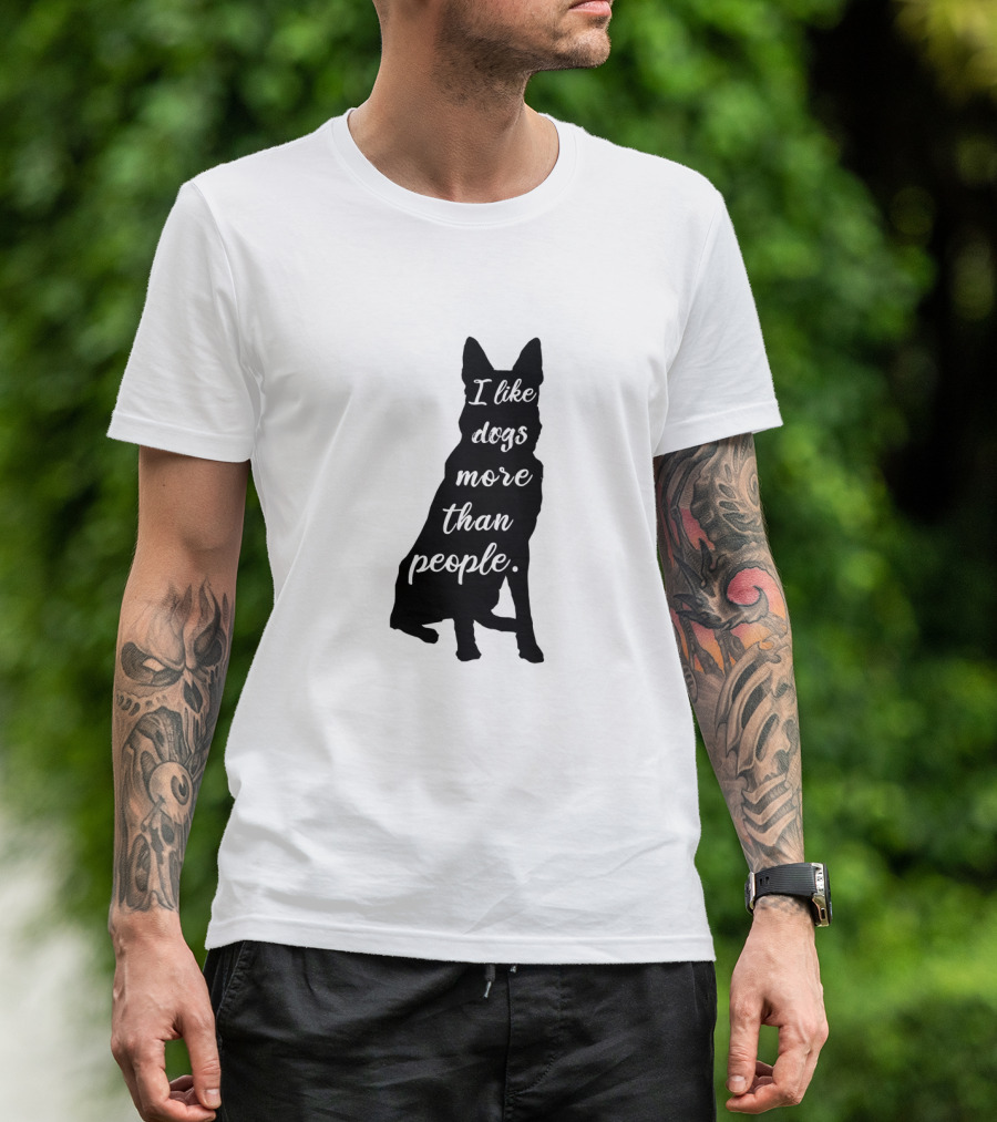 German Shepherds Silhouette I Like Dogs More Than People T-Shirt