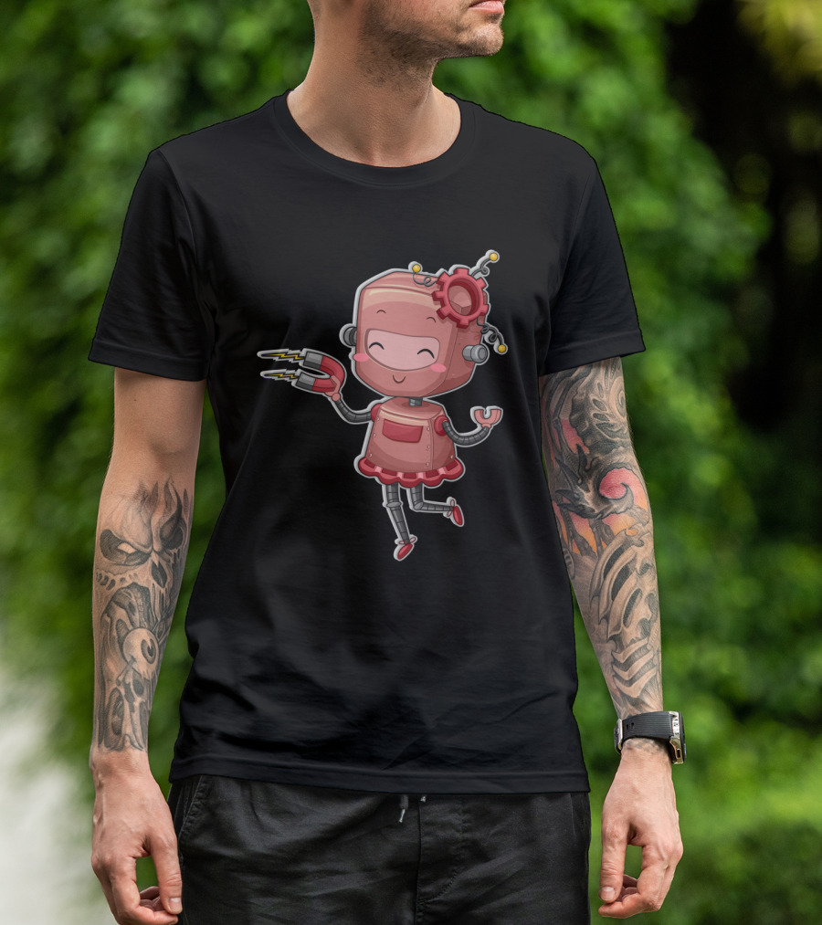 I Magnet U Female Robot With Magnet Hands Gears And Cogs T-Shirt