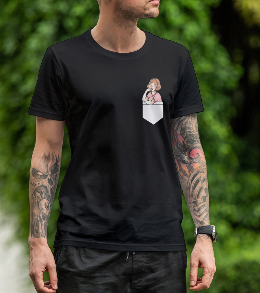 Pocket Cookie Babe Eating Delicious Snack In Adorable T-Shirt