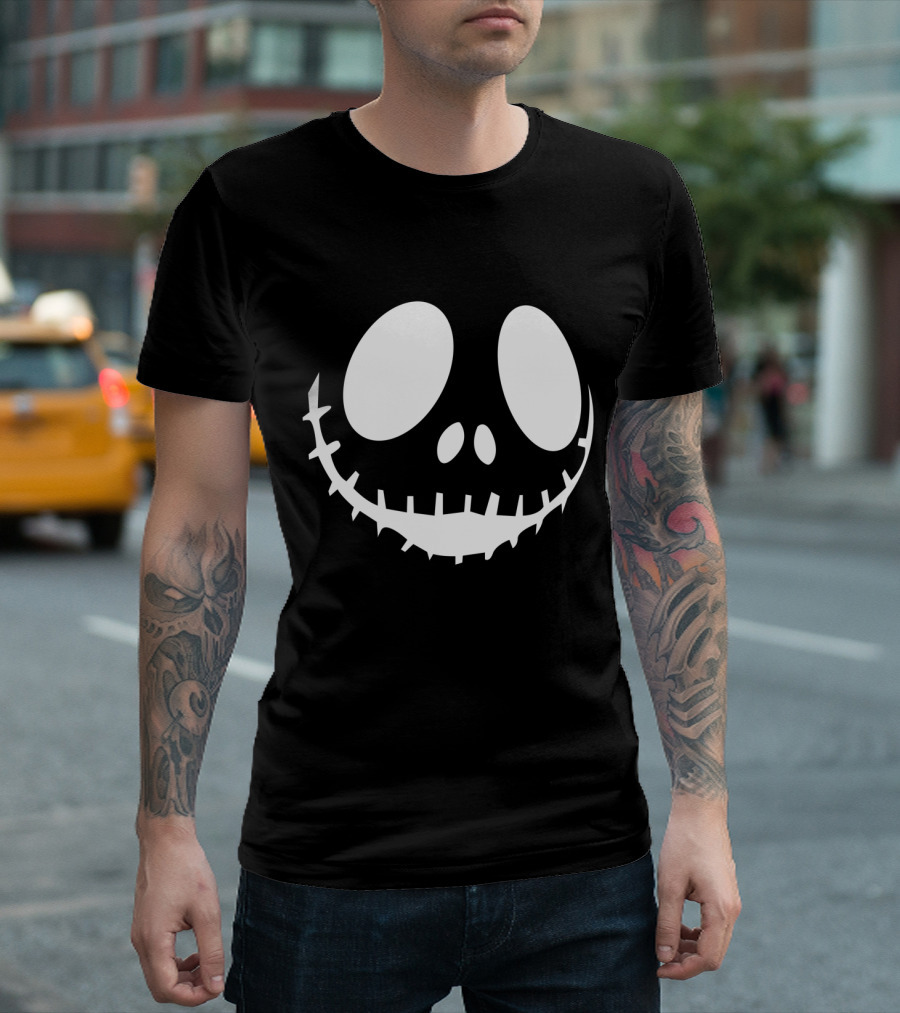 Smiling Skeleton Face Icon With Stitch Smile T-Shirt
