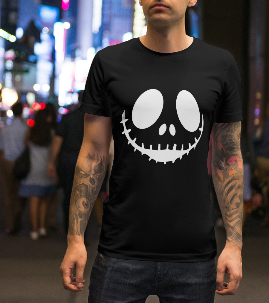 Smiling Skeleton Face Icon With Stitch Smile T-Shirt