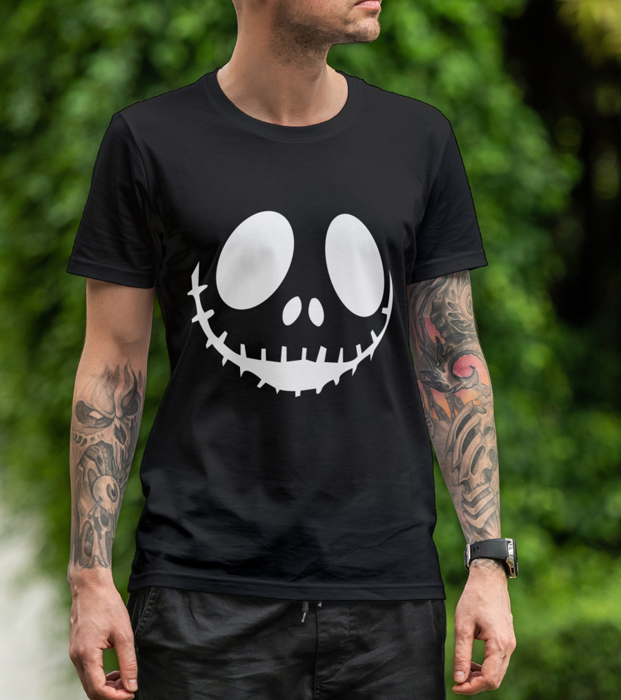 Smiling Skeleton Face Icon With Stitch Smile T-Shirt