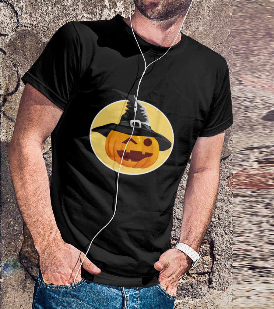 Happy Halloween Kids Pumpkin With Witch Hat Fun T-Shirt