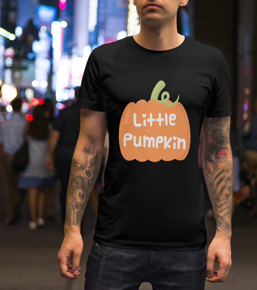 Little Pumpkin With Whimsical Heart Accents T-Shirt