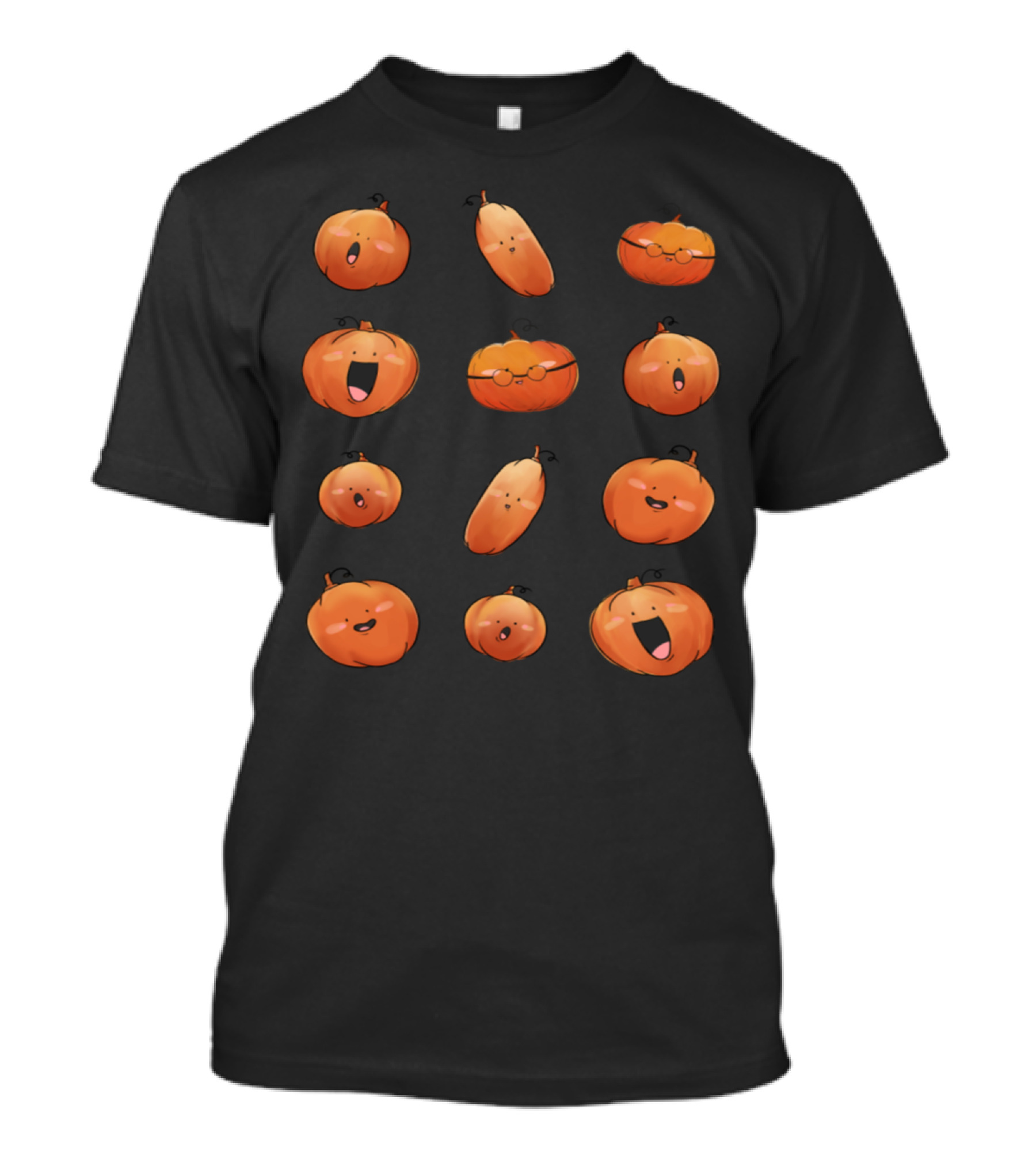 Super Cute Pumpkin Faces With Glasses And Adorable Expressions T-Shirt