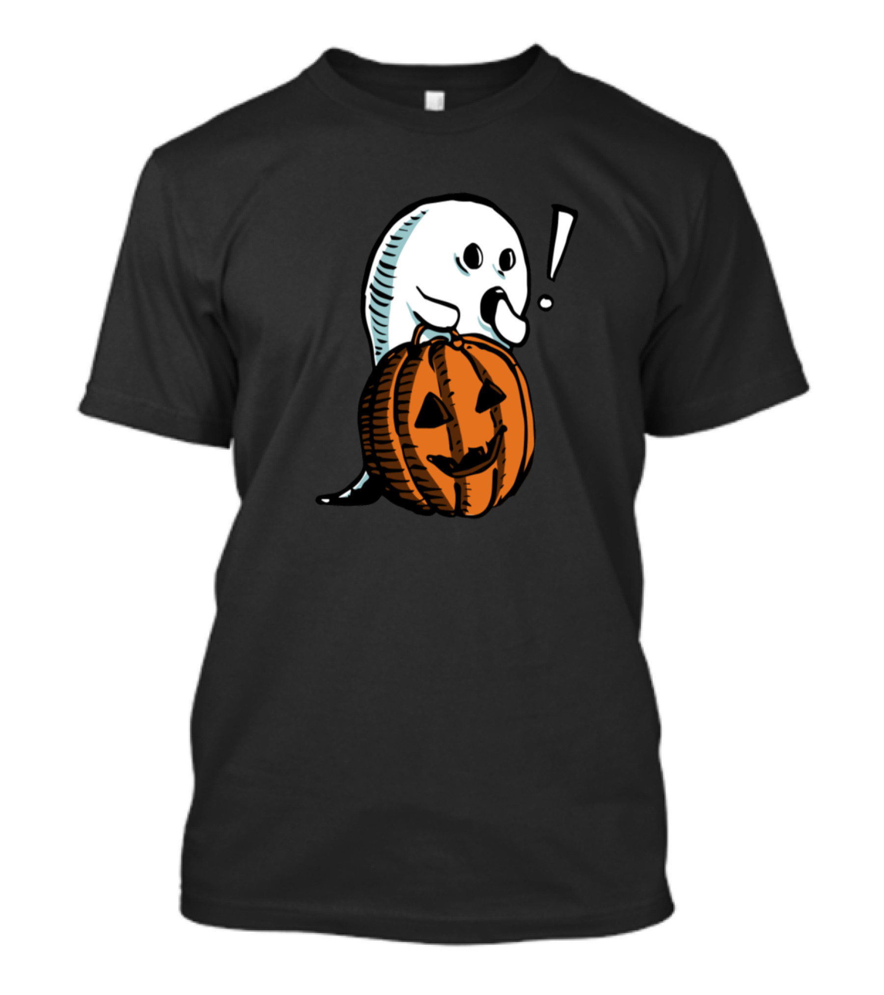 Friendly Ghost Surprised By Smiling Jack-O'-Lantern Pumpkin T-Shirt