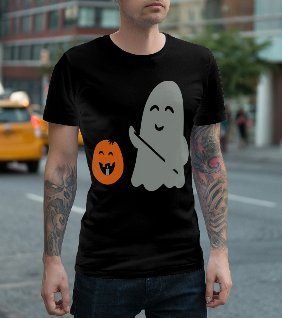Cute Halloween Ghost with Smiling Lantern T-Shirt