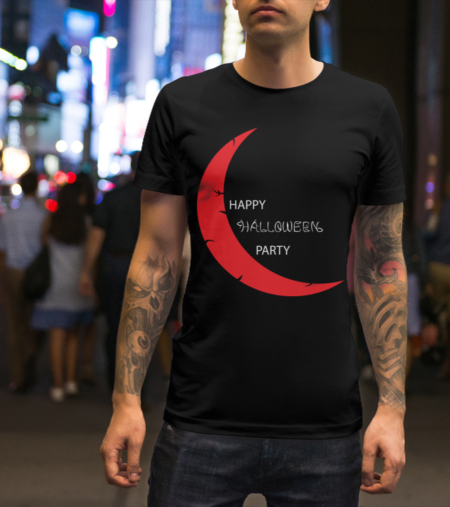 Trick Or Treat Happy Halloween Party Red Moon T-Shirt