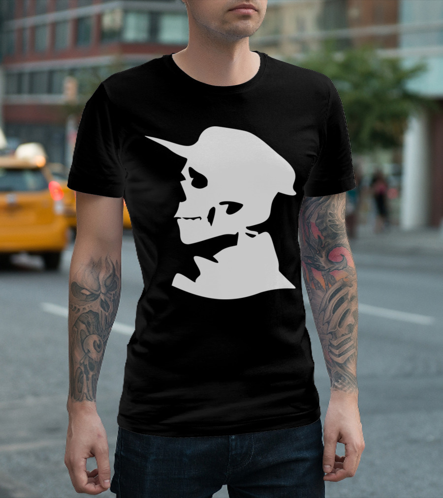 Skull Skeleton with Hat Cap Silhouette Profile T-Shirt