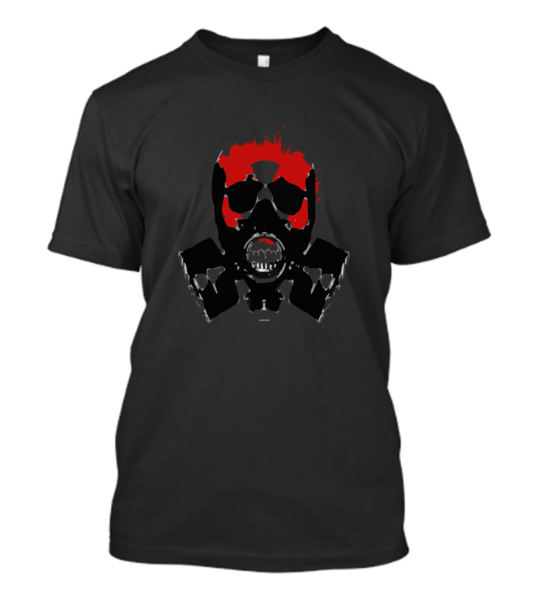 Skeleton Mask Gas Mask Red Flames T-Shirt