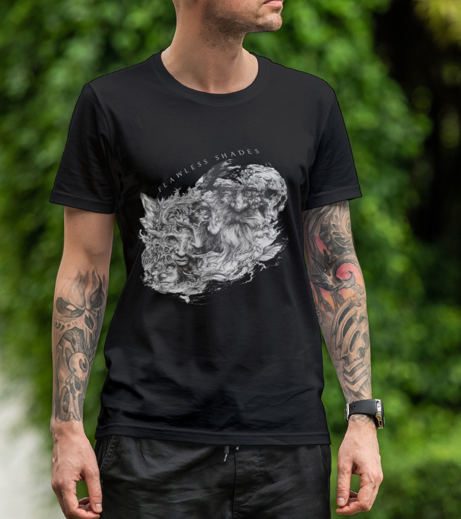 Flawless Shades Surreal Faces And Skull Art Entwined T-Shirt