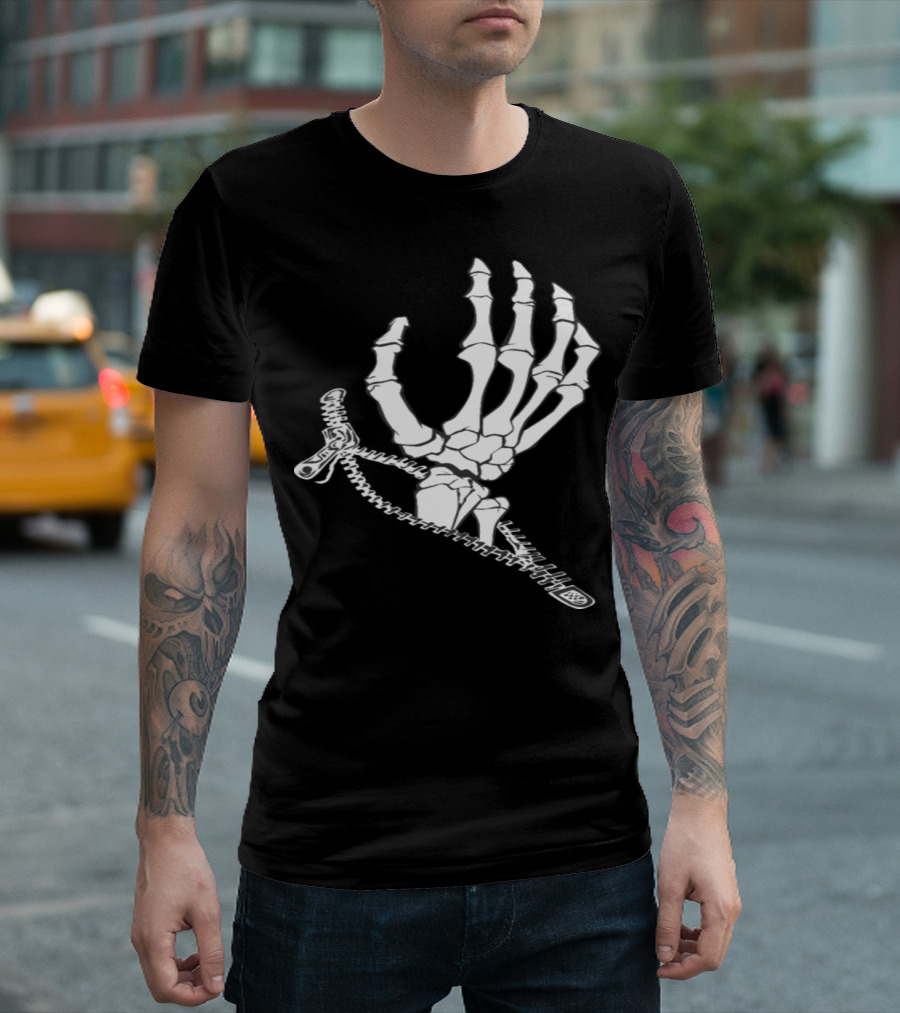 Finger Skeleton Bone Ghost Zipper Hand T-Shirt