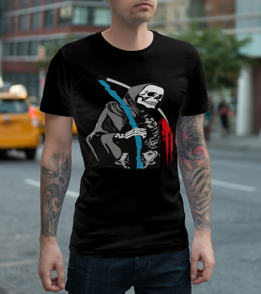 Death Scythe Skull Skeleton Grim Reaper Vector T-Shirt