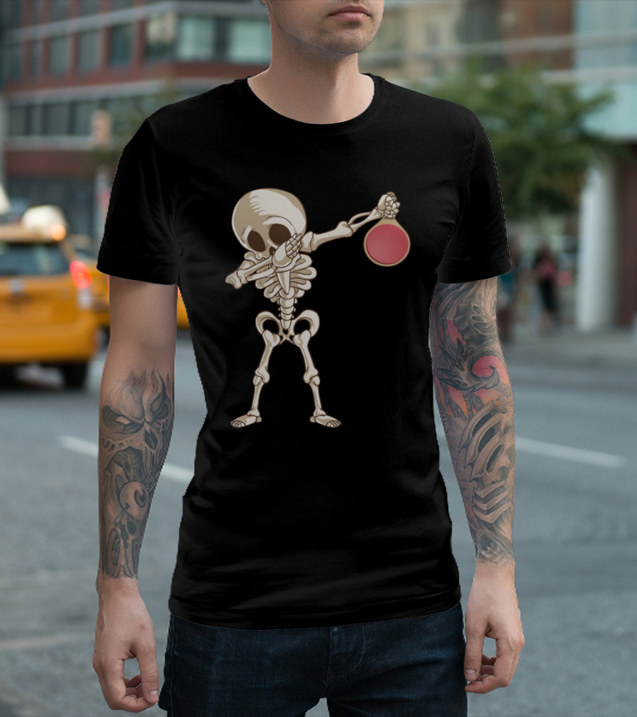 Table Tennis Skeleton Dab with Pink Paddle T-Shirt