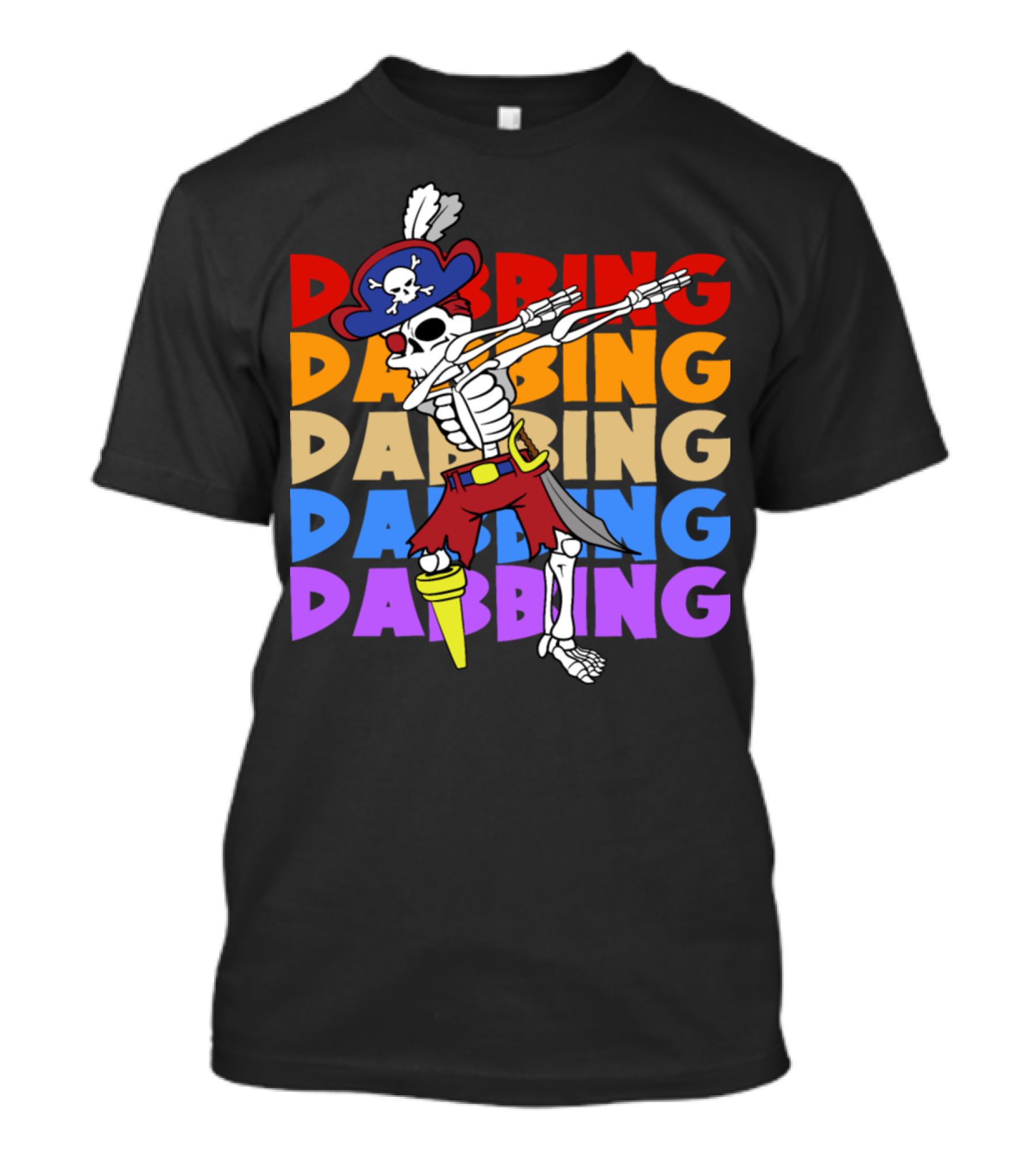 Vintage Halloween Dabbing Pirate Skeleton Bone Skull T-Shirt