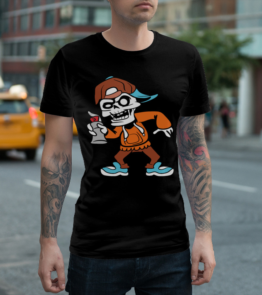 Halloween Skull Skeleton Monster Zombie Horror Spray Can Cool T-Shirt