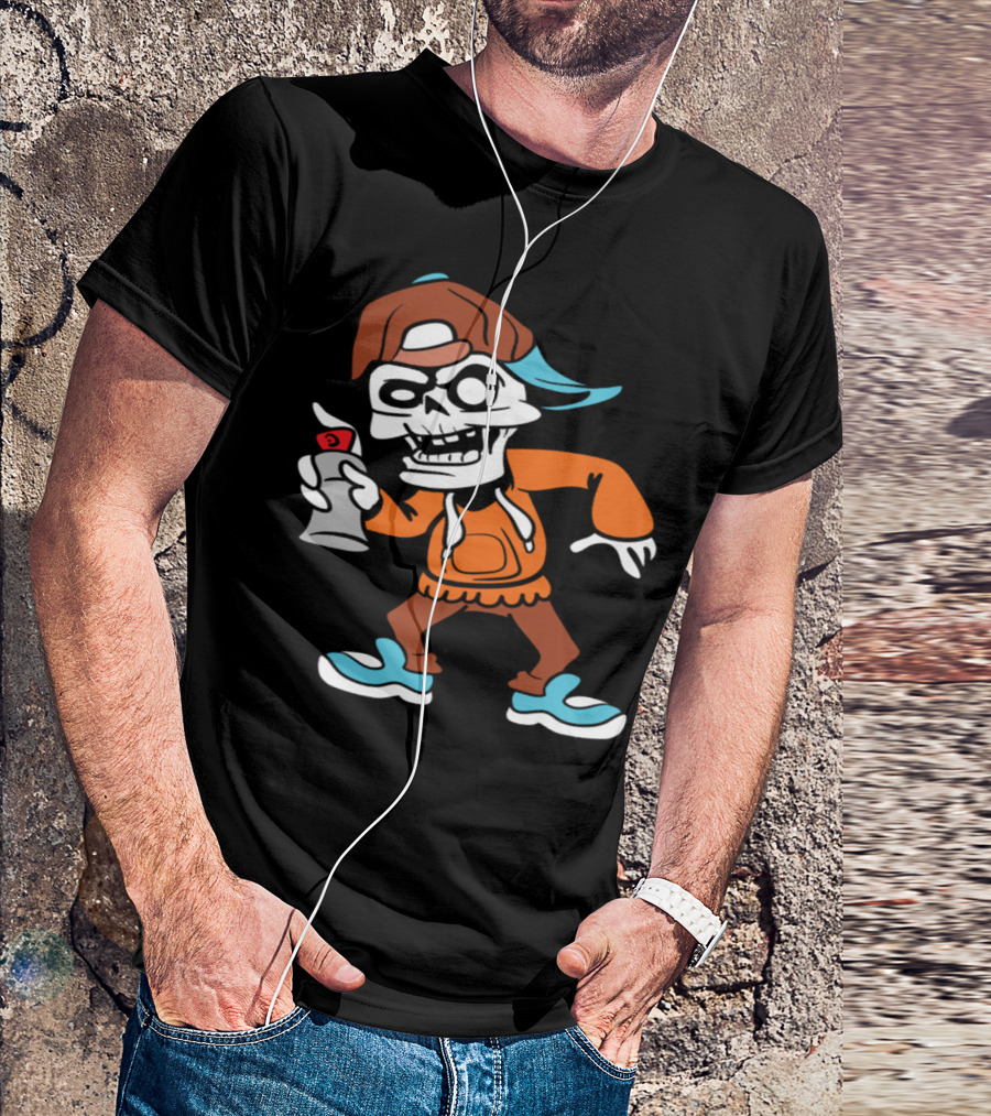 Halloween Skull Skeleton Monster Zombie Horror Spray Can Cool T-Shirt