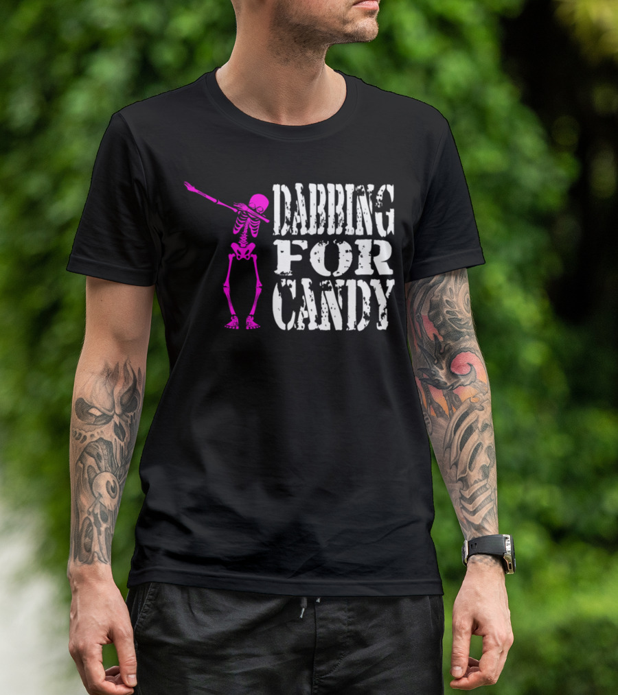 Dabbing For Candy Pink Skeleton Halloween T-Shirt