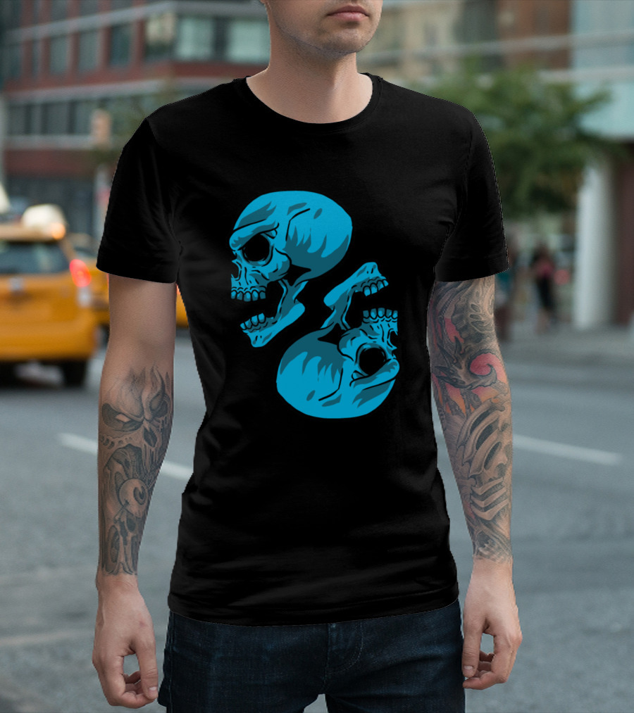 Two Heads Skull Human Skeleton Bony Mask Bone T-Shirt