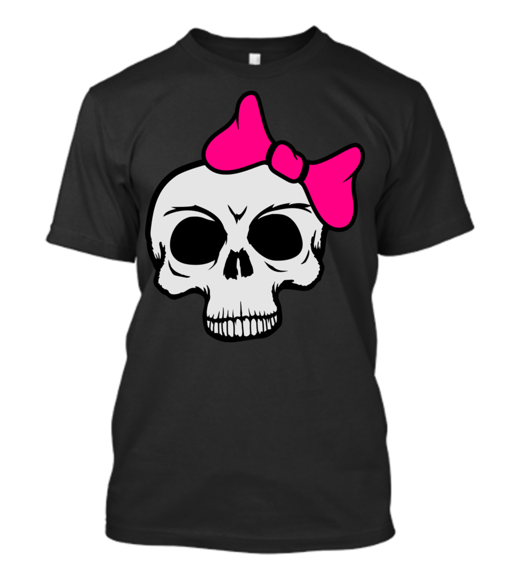 Skeleton Skull Pink Bow Fun Girls Evil Bath Dangerous T-Shirt