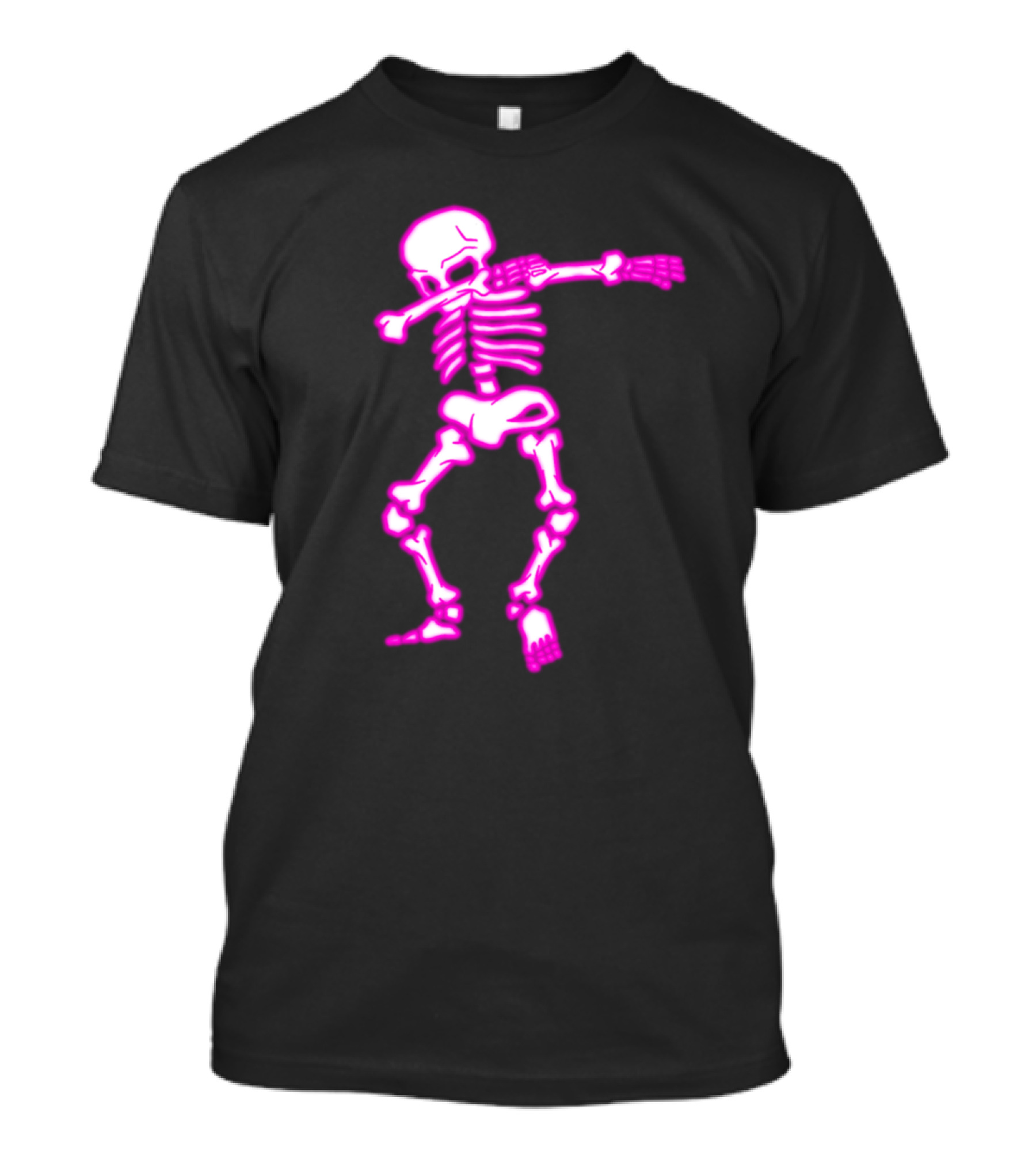 Dabbing Pink Glow Skeleton Funny Halloween Dab Pun T-Shirt