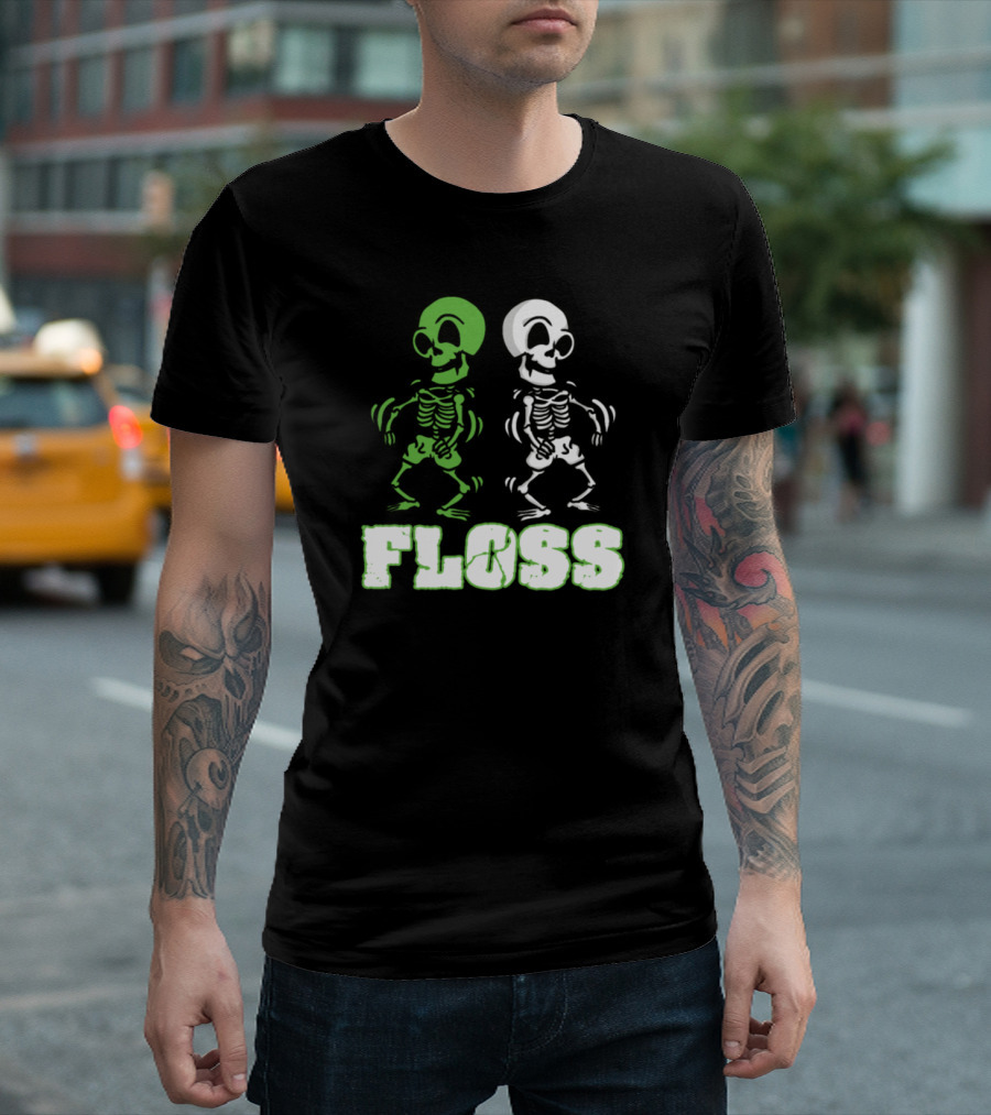 Floss Skeletons Funny Dance Halloween Pun T-Shirt