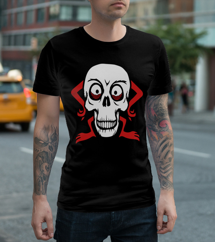 Skeleton Skull Face Horror Cartoon T-Shirt