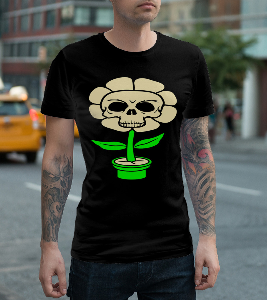 Skull Skeleton Flowerpot Dead Death T-Shirt