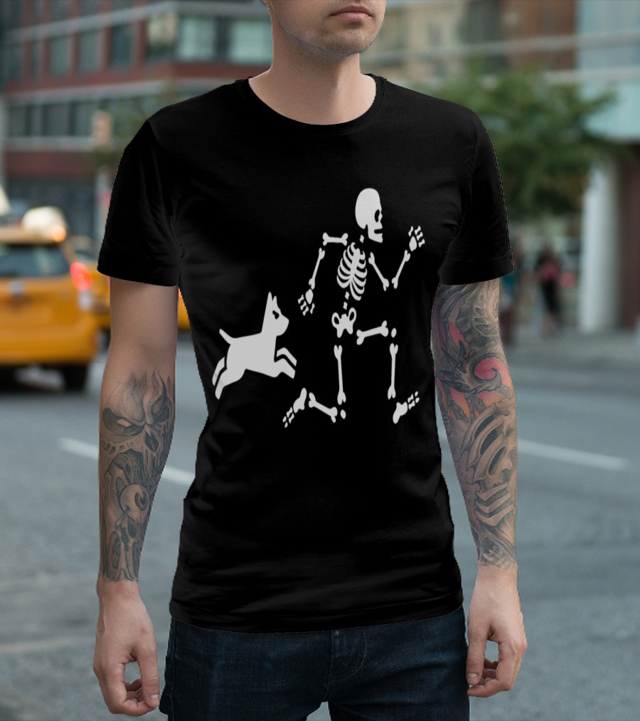 Dog Mom Dog Trainer Running Skeleton With Dog Bones T-Shirt