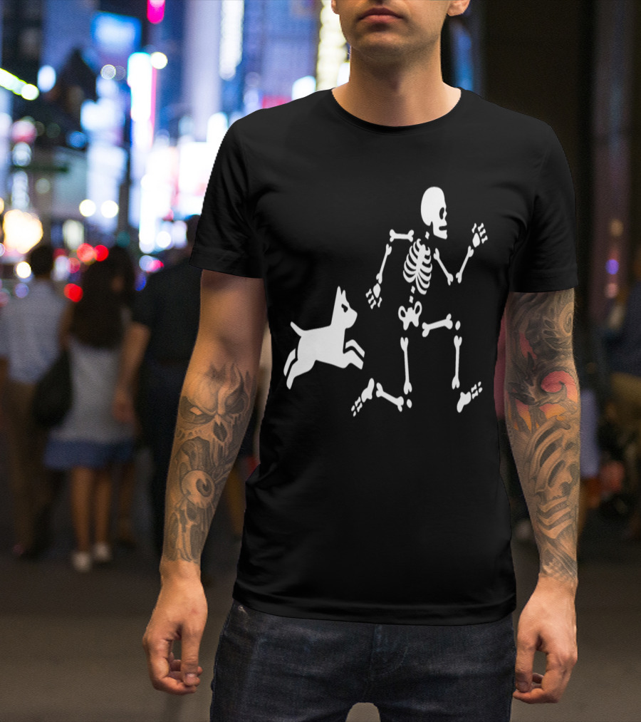 Dog Mom Dog Trainer Running Skeleton With Dog Bones T-Shirt