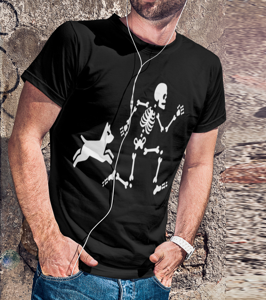 Dog Mom Dog Trainer Running Skeleton With Dog Bones T-Shirt