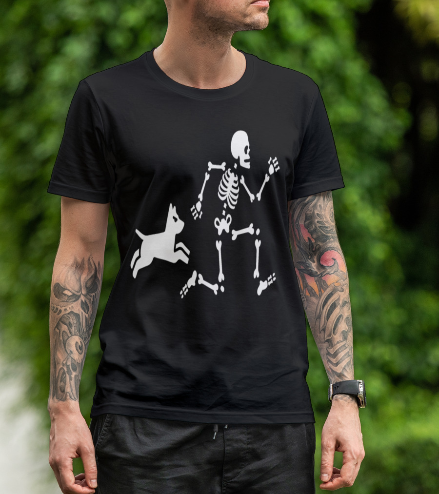Dog Mom Dog Trainer Running Skeleton With Dog Bones T-Shirt