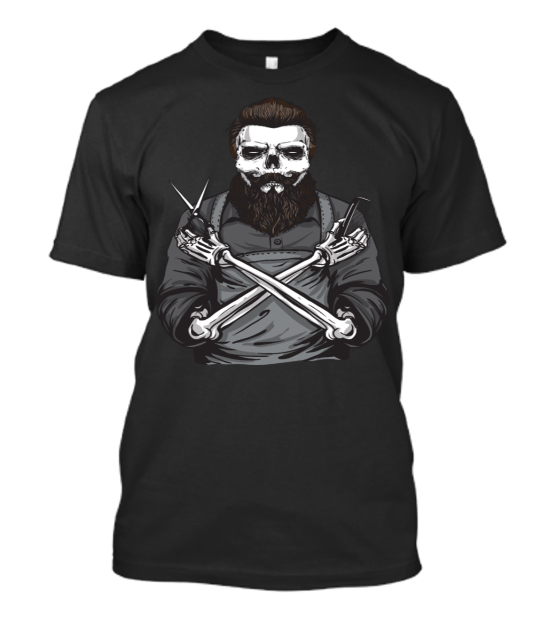 Beard Barber Skeleton Crossed Scissors And Comb T-Shirt