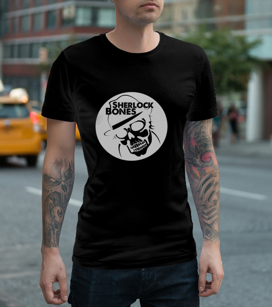 Sherlock Bones Detective Skull in Hat T-Shirt